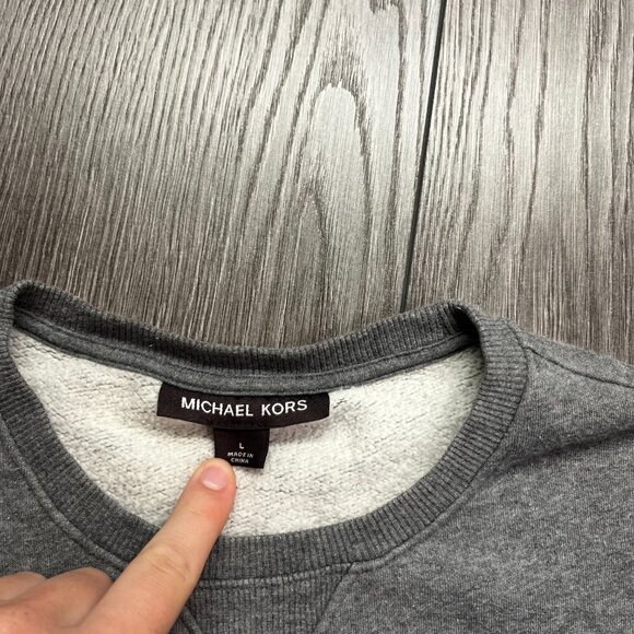 Michael Kors Grey Sweatshirts Women's Large Designer Spell Out - Picture 2 of 8